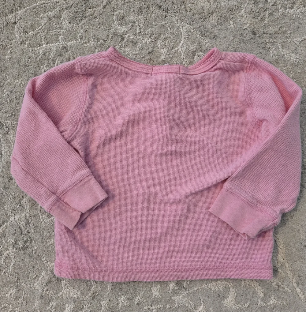 Carter's Embroidered Flowers Pink Long Sleeved Waffle Tee